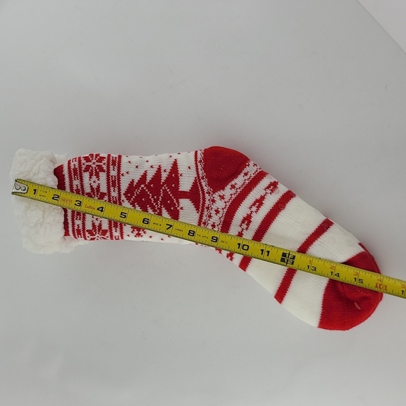 ⭐️3/ $30⭐️ Women's Christmas Knitted Red White Reading Socks Sherpa Fleece S/M - Picture 7 of 9